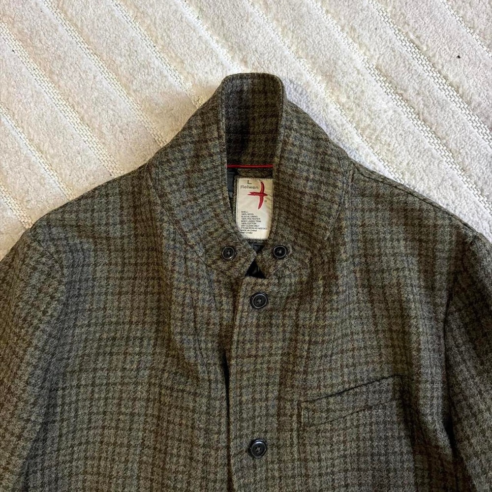 Relwen Heritage Trap Blazer Olive Guncheck Men's Size Large Retro Preppy Casual
